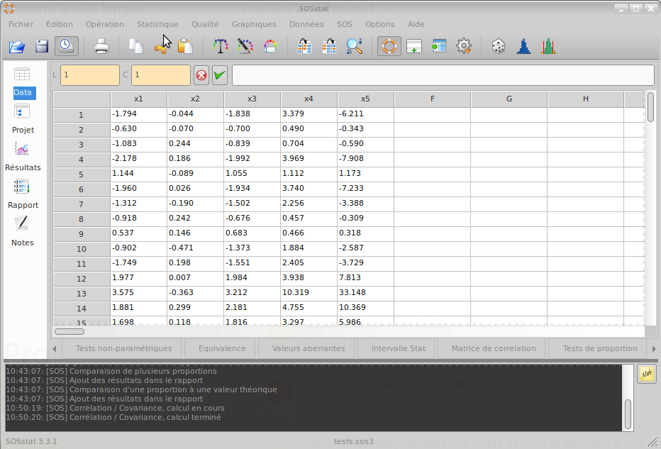 SOSstat correlation analysis